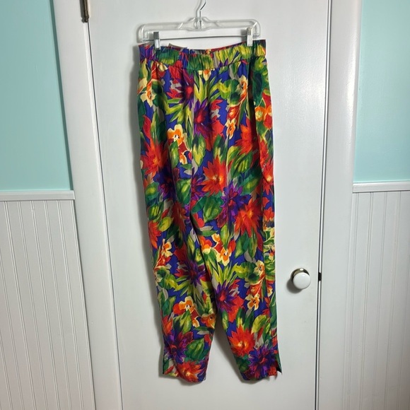 NWT Talbots Vintage 100% Silk Tropical Print Pull On Pants Size Medium - Picture 4 of 14